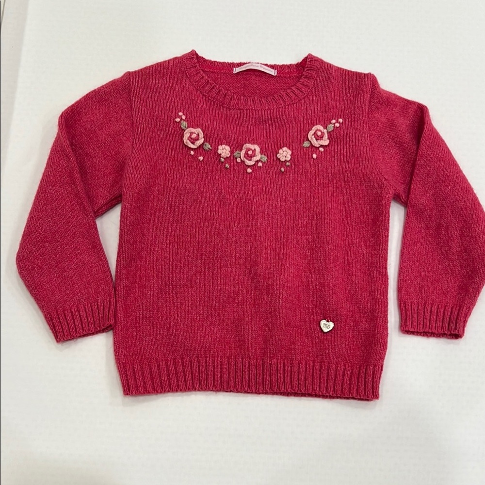 Pink Sweater with Floral Embroidery